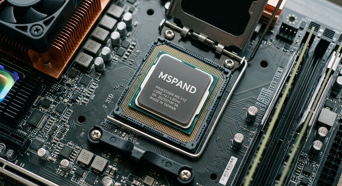 High-tech semiconductor microchip close up