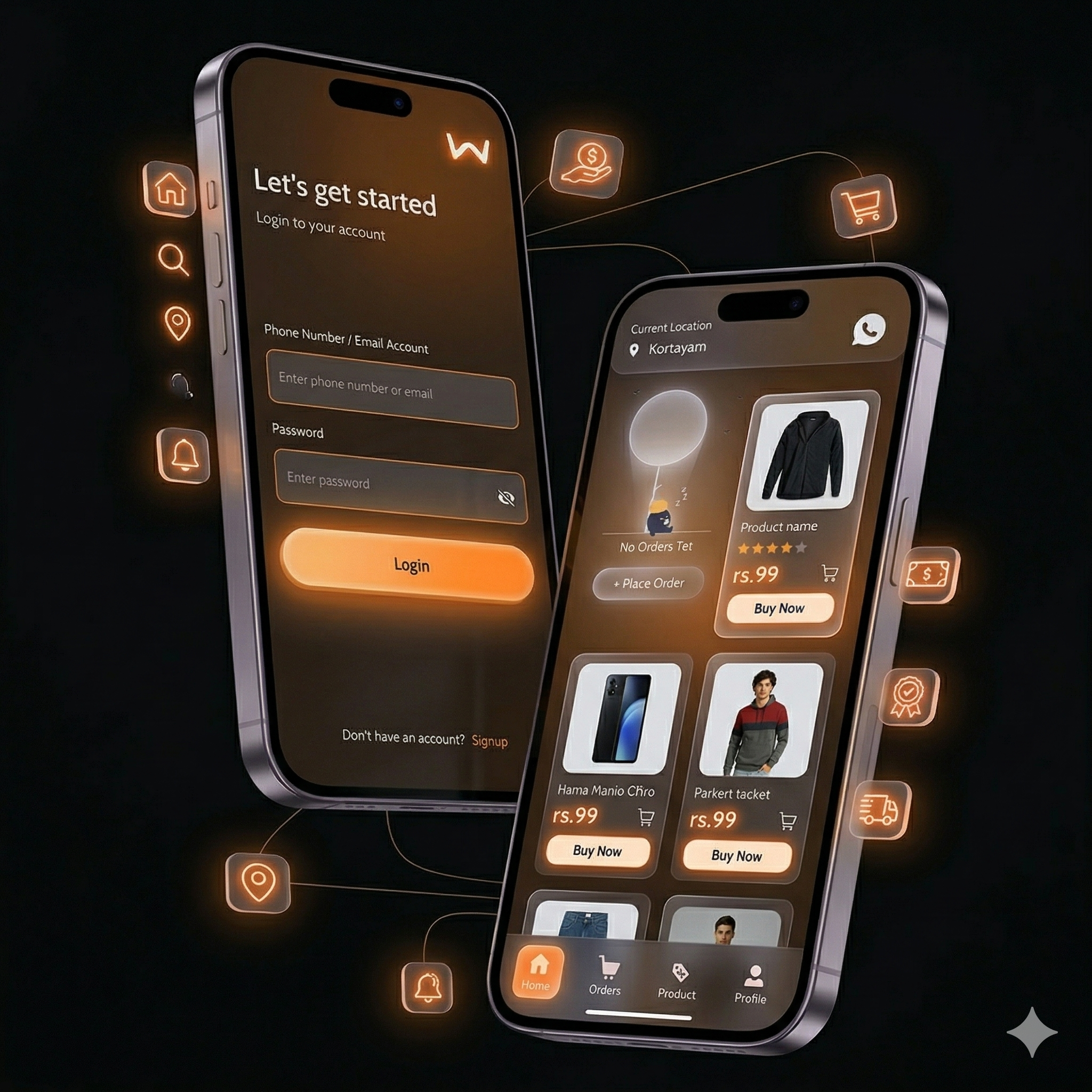 Dashboard showing order management system interface